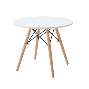 1 Mesa Infantil Eiffel DKR Rivatti 60 cm -Largura- Tampo em Polipropileno -PP- Branco Base em Madeira